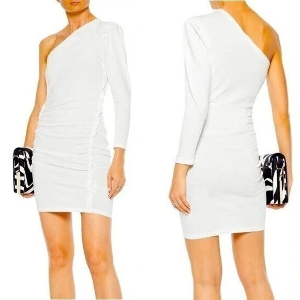IRO Cotton White Loving One-Shoulder Ruched Mini Dress M